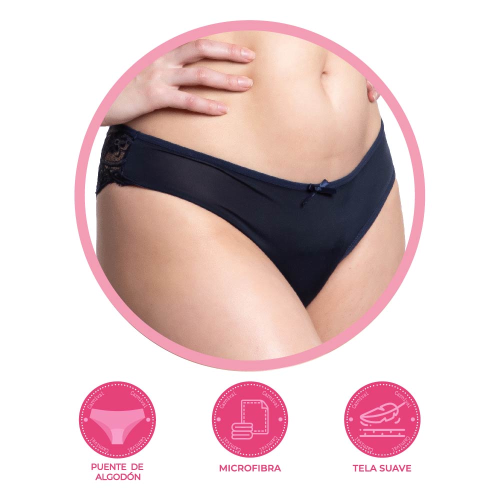 Panty azul coordinable con encaje 73973 Carnival Carnival Lenceria