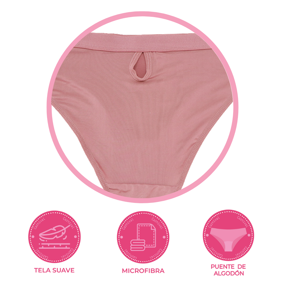Panty coordinable de corte hipster con puente de algodón rosa 74179 Lady Carnival Carnival