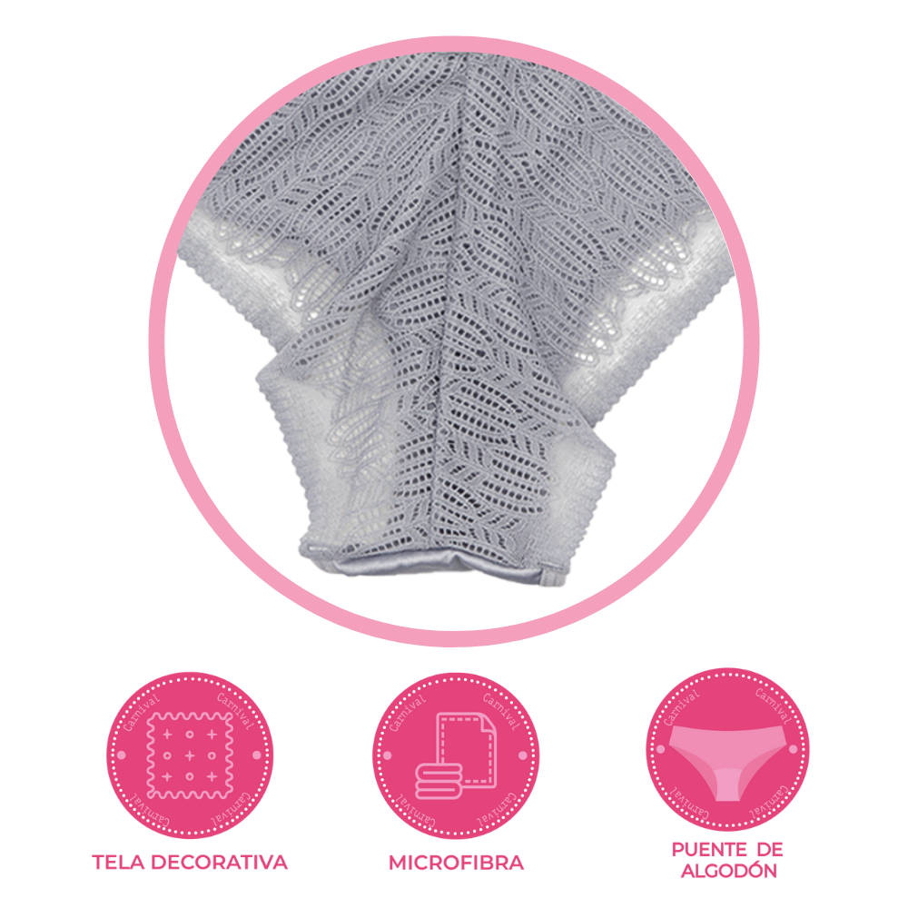 Panty coordinable corte hipster con puente de algodón gris 74264 Carnival Carnival