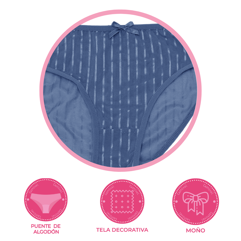 Panty coordinable corte hipster con puente de algodón azul 74381 Carnival Carnival