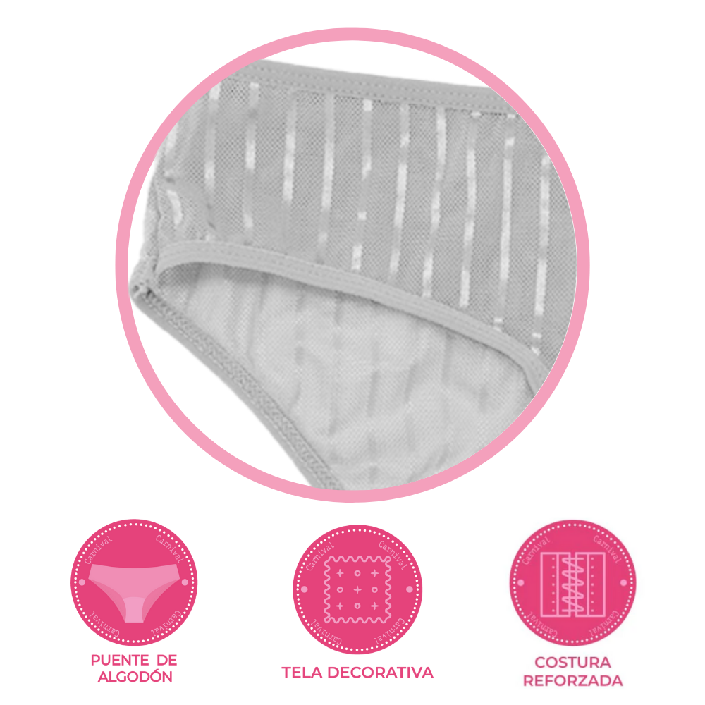 Panty coordinable corte hipster con puente de algodón gris 74381 Carnival Carnival