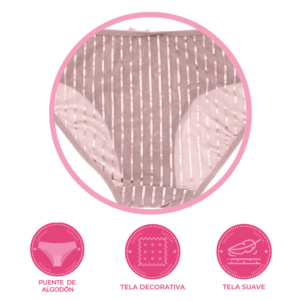 Panty coordinable corte hipster con puente de algodón malva 74381 Carnival