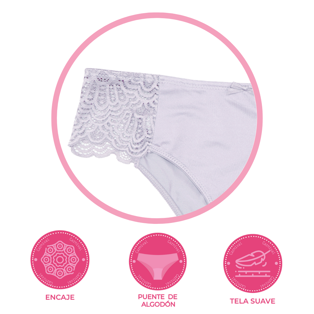 Panty coordinable hispter con detalles de encaje a los costados lila 74398 Carnival Carnival