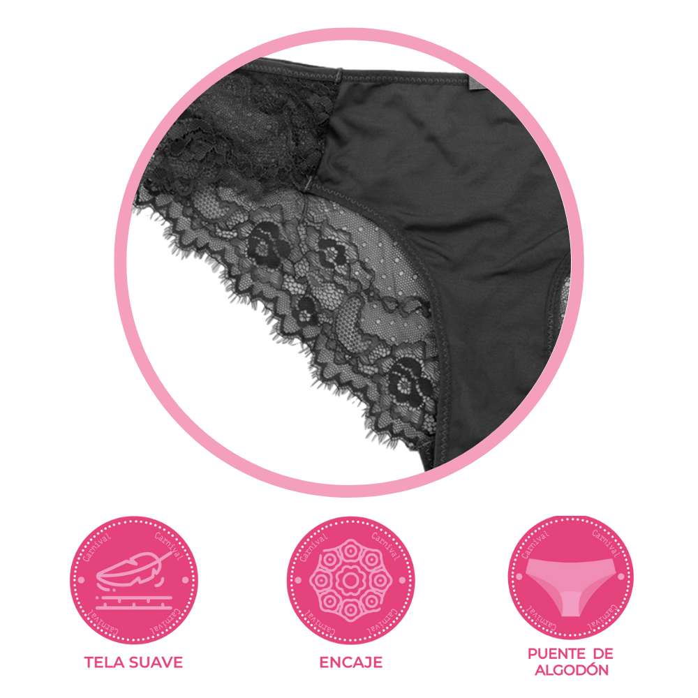 Panty coordinable de corte hipster con encaje negro 74404 Lady Carnival Carnival