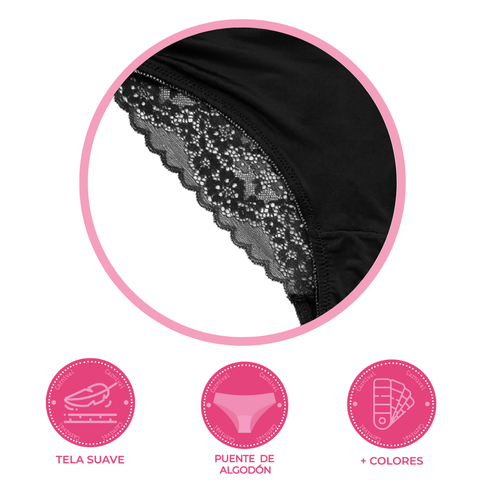 Panty coordinable corte hipster con encaje negro 74416 Lady Carnival Carnival