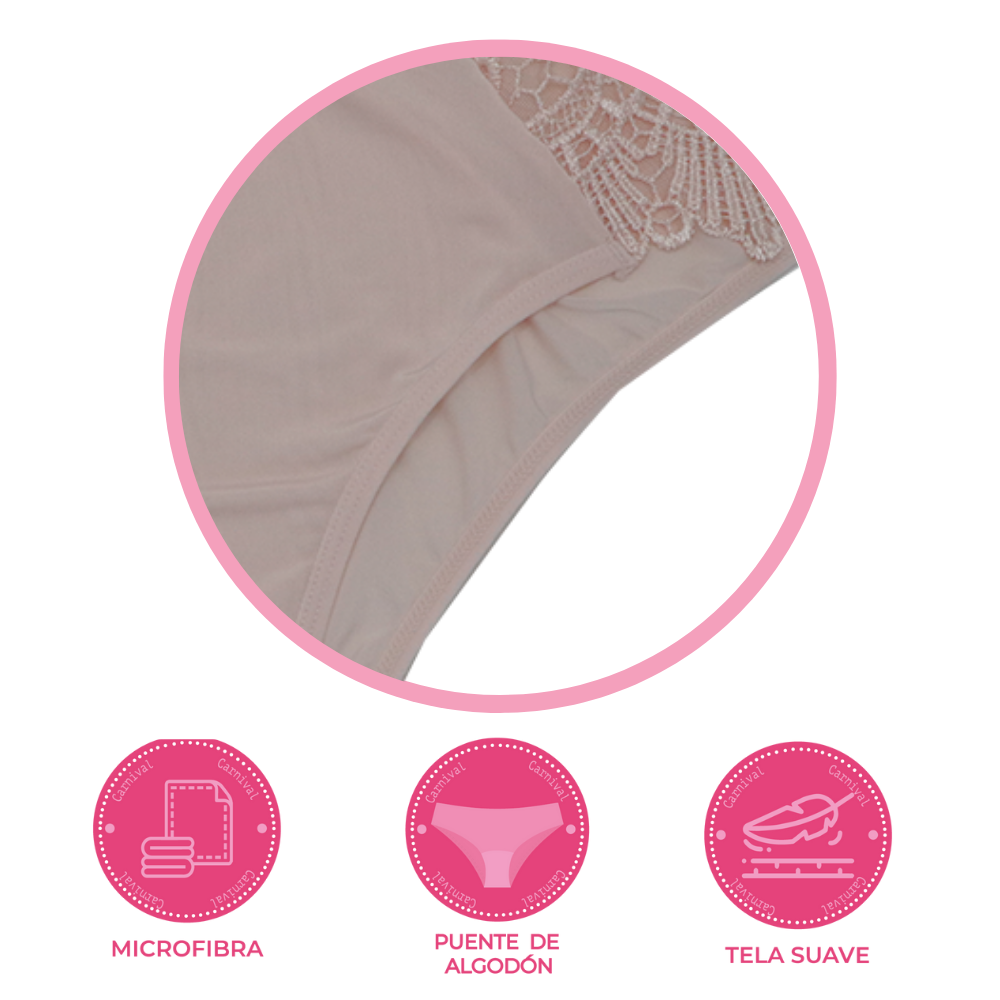 Panty coordinable con detalles de encaje rosa 74428 Lady Carnival
