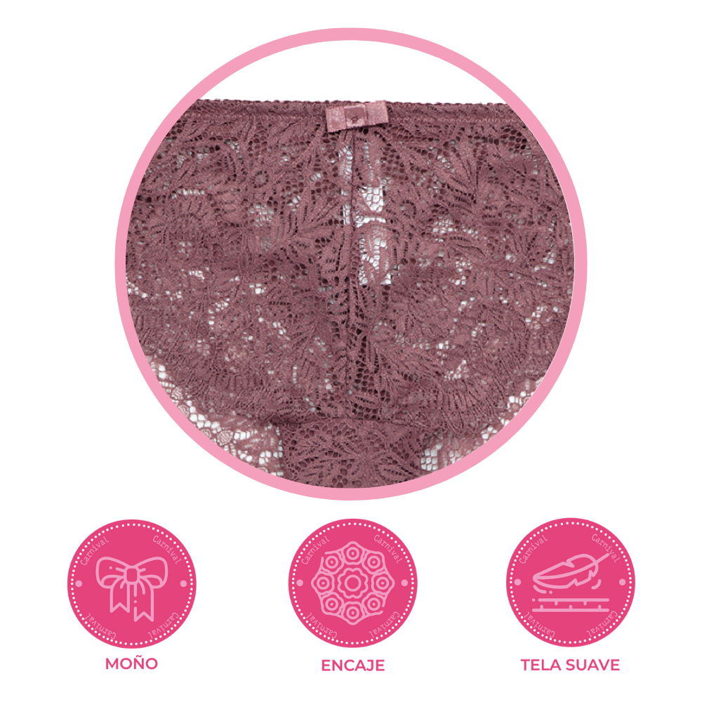 Panty coordinable corte cachetero con encaje rosa 74431 Lady Carnival Carnival