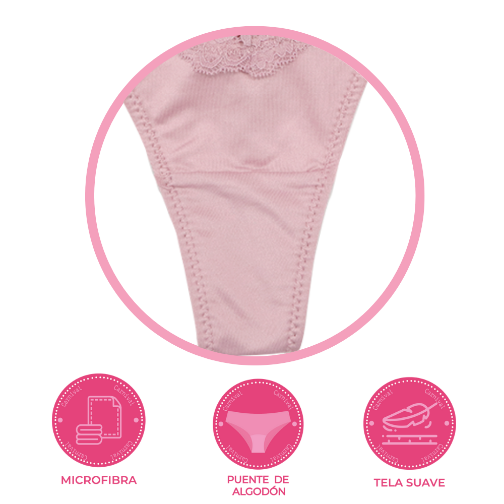 Tanga coordinable con detalles de encaje rosa 64516 Carnival Carnival