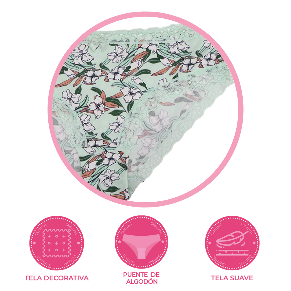 Panty coordinable de corte hipster con detalles de encaje estampado 74517 Carnival Carnival