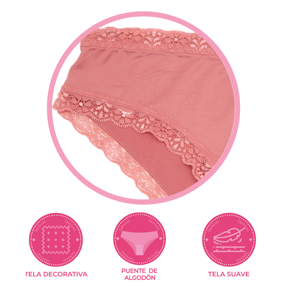 Panty coordinable de corte hipster con detalles de encaje terracota 74517 Carnival Carnival