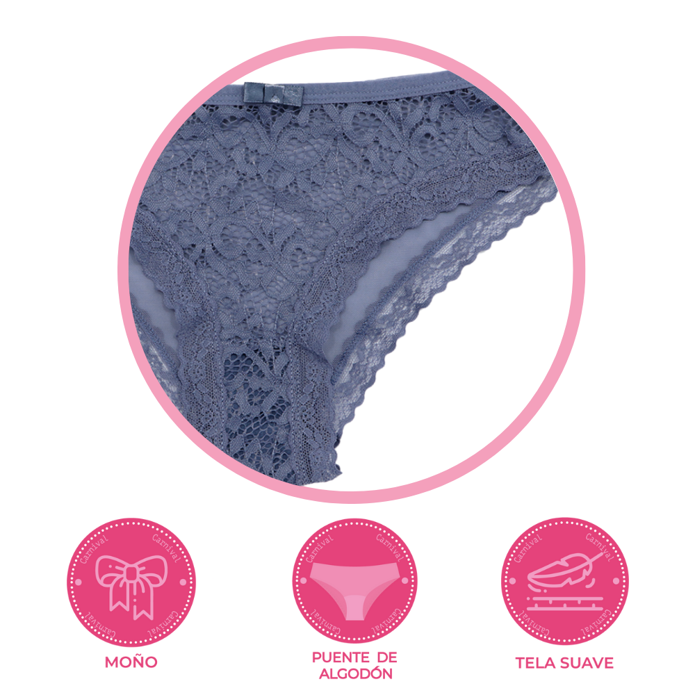 Panty coordinable corte hipster con encaje 74577 Lady Carnival Carnival