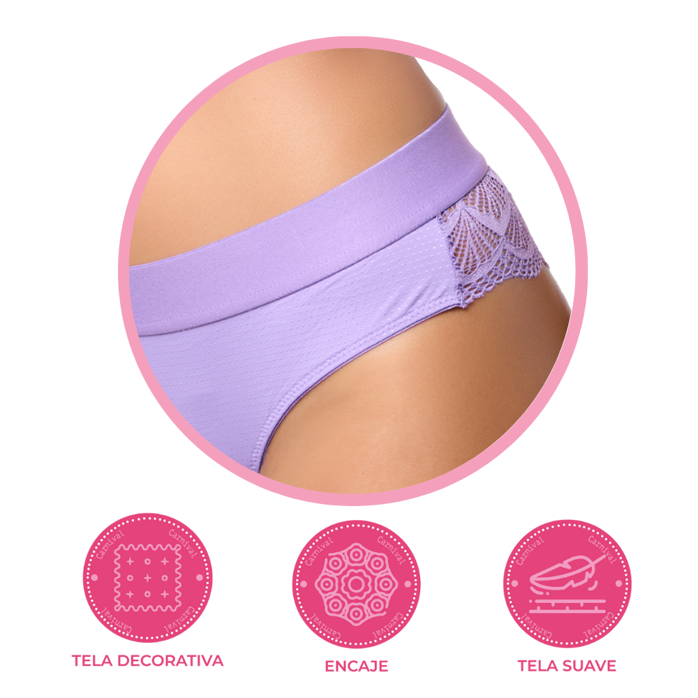 Panty coordinable con detalles de encaje morado 74579 Lady Carnival
