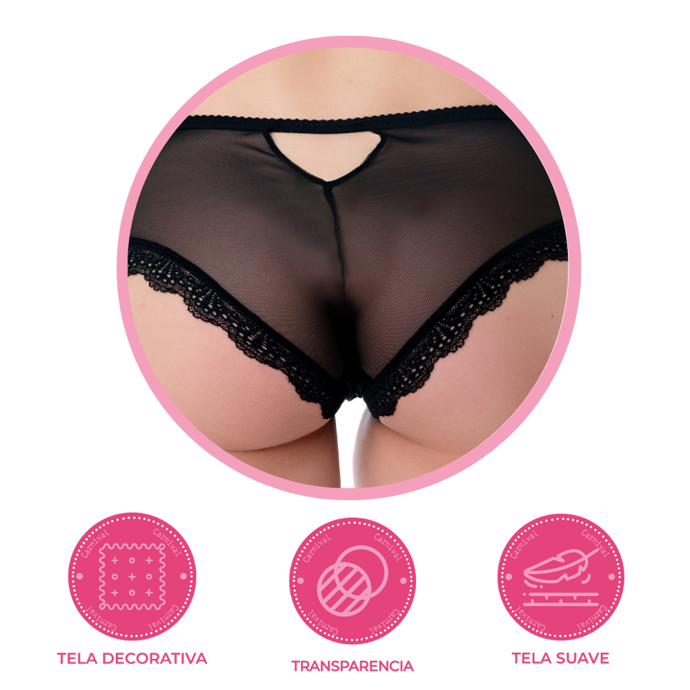 Panty coordinable corte hipster de encaje 74599 negro Lady Carnival Carnival