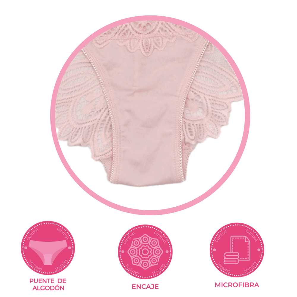Panty coordinable corte hipster con encaje rosa 74600 Carnival Carnival