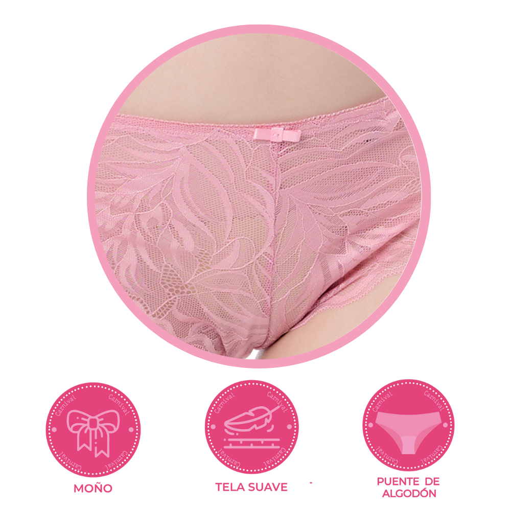 Panty coordinable con detalles de encaje rosa 74601 Lady Carnival