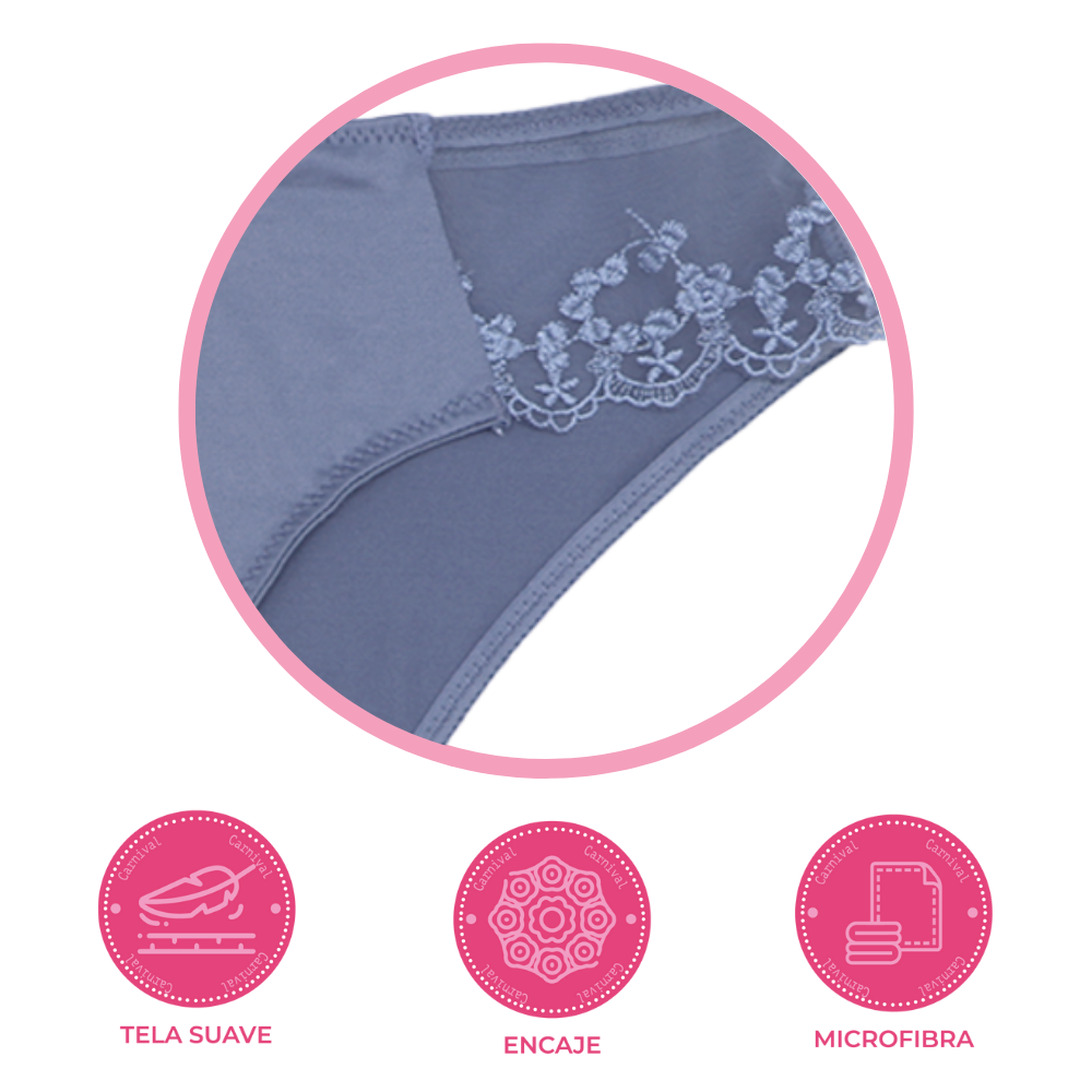 Panty coordinable corte hipster con detalles de encaje azul 74602 Carnival Carnival