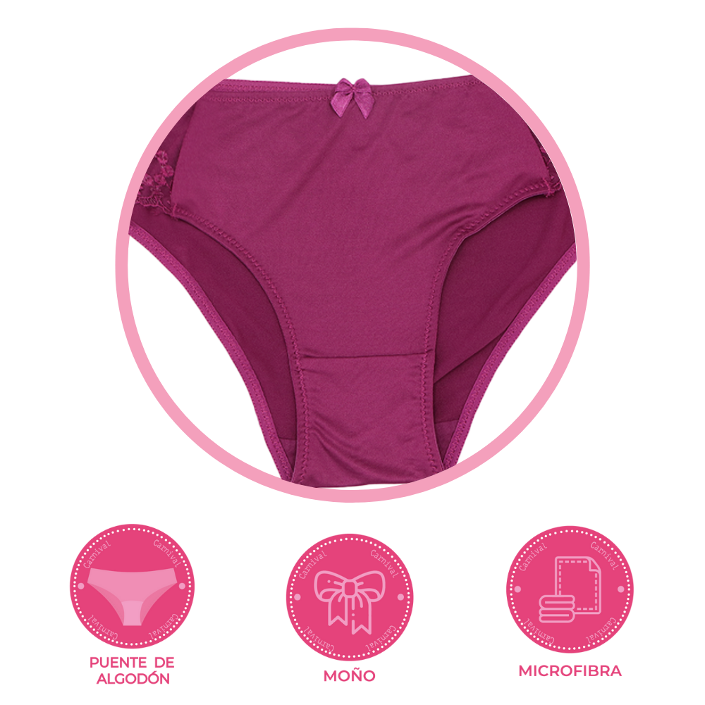 Panty coordinable corte hipster con detalles de encaje frambuesa 74602 Carnival Carnival