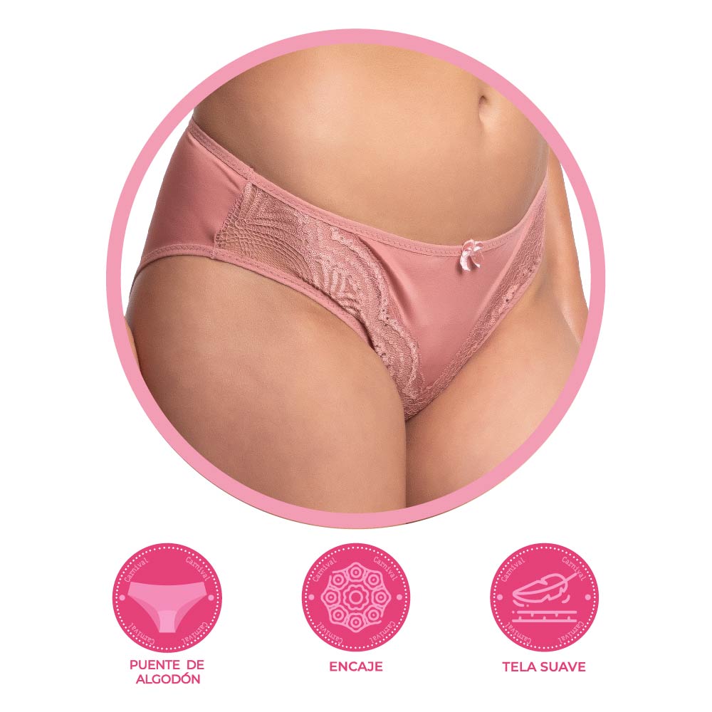 Panty rosa coordinable con detalles de encaje 74615 Carnival