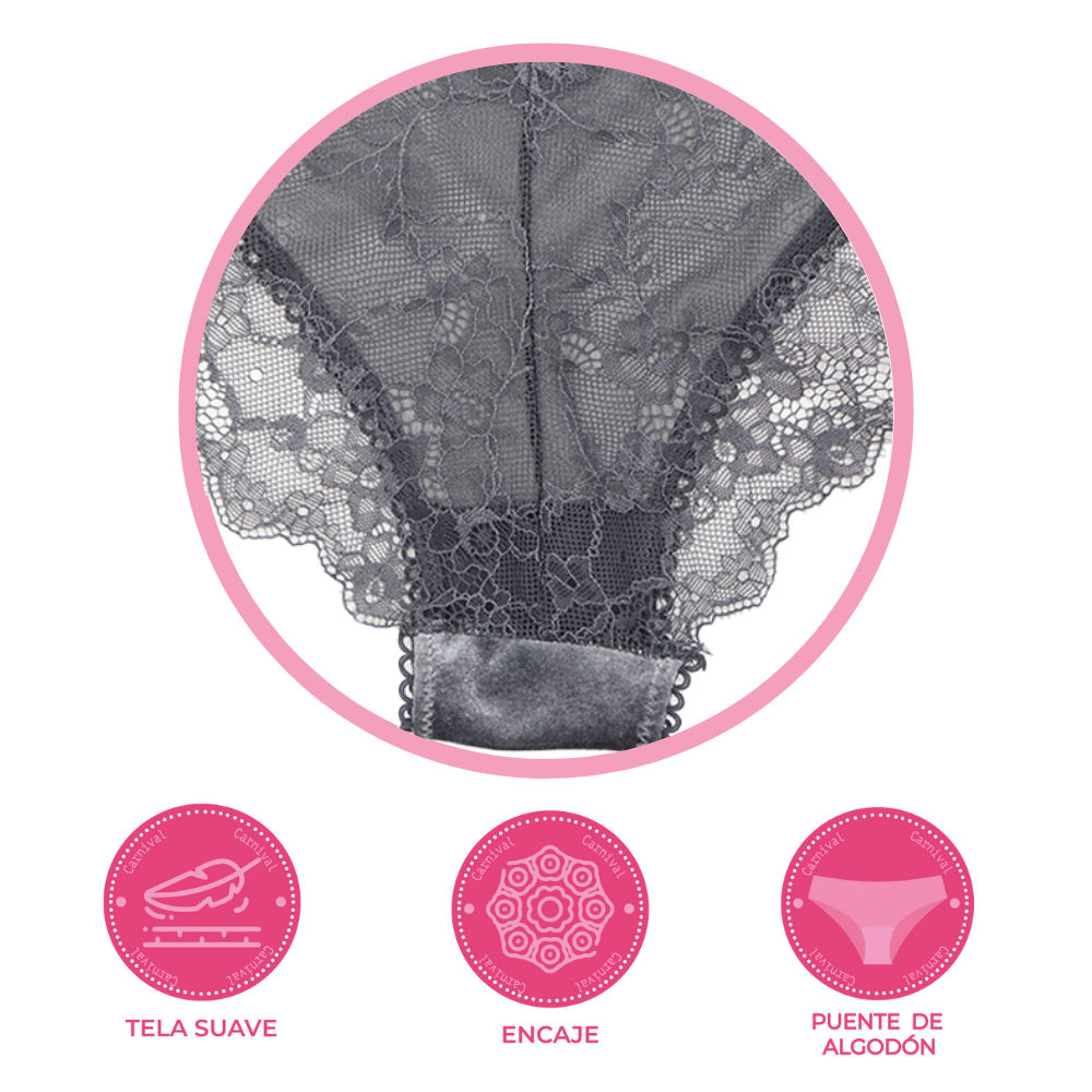 Panty coordinable de corte hipster textura de terciopelo 74772 Lady Carnival