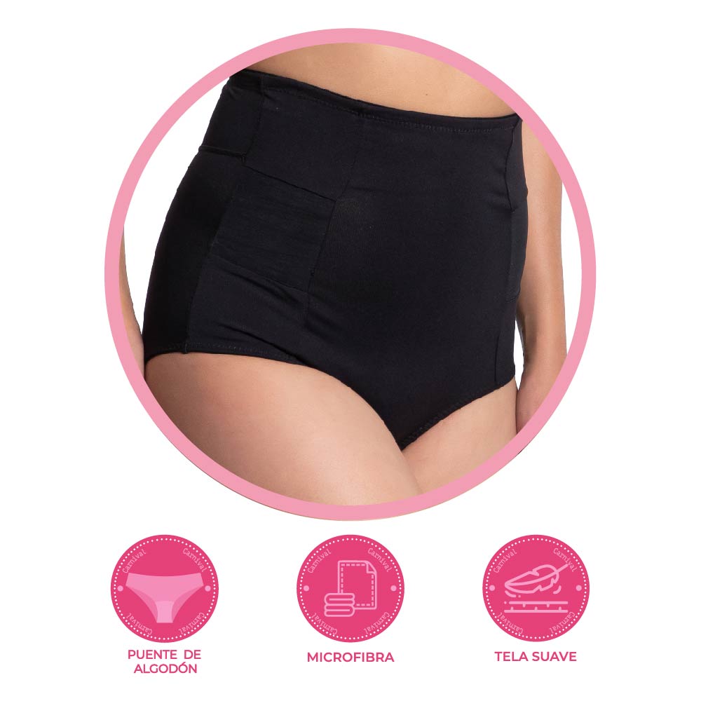 Pantaleta negra con refuerzo abdomnal 74871 Carnival