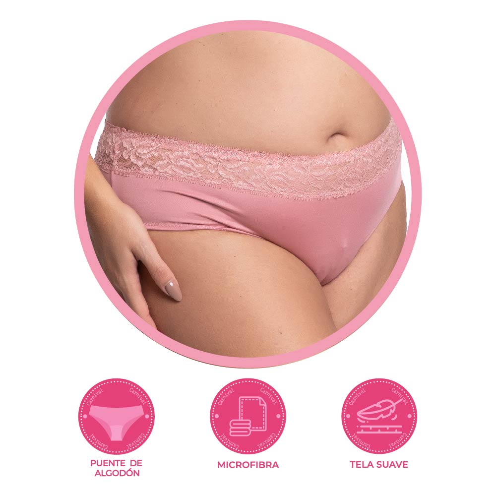 Panty coordinable talla extra rosa con detalle de encaje 74983 Lady Carnival Carnival