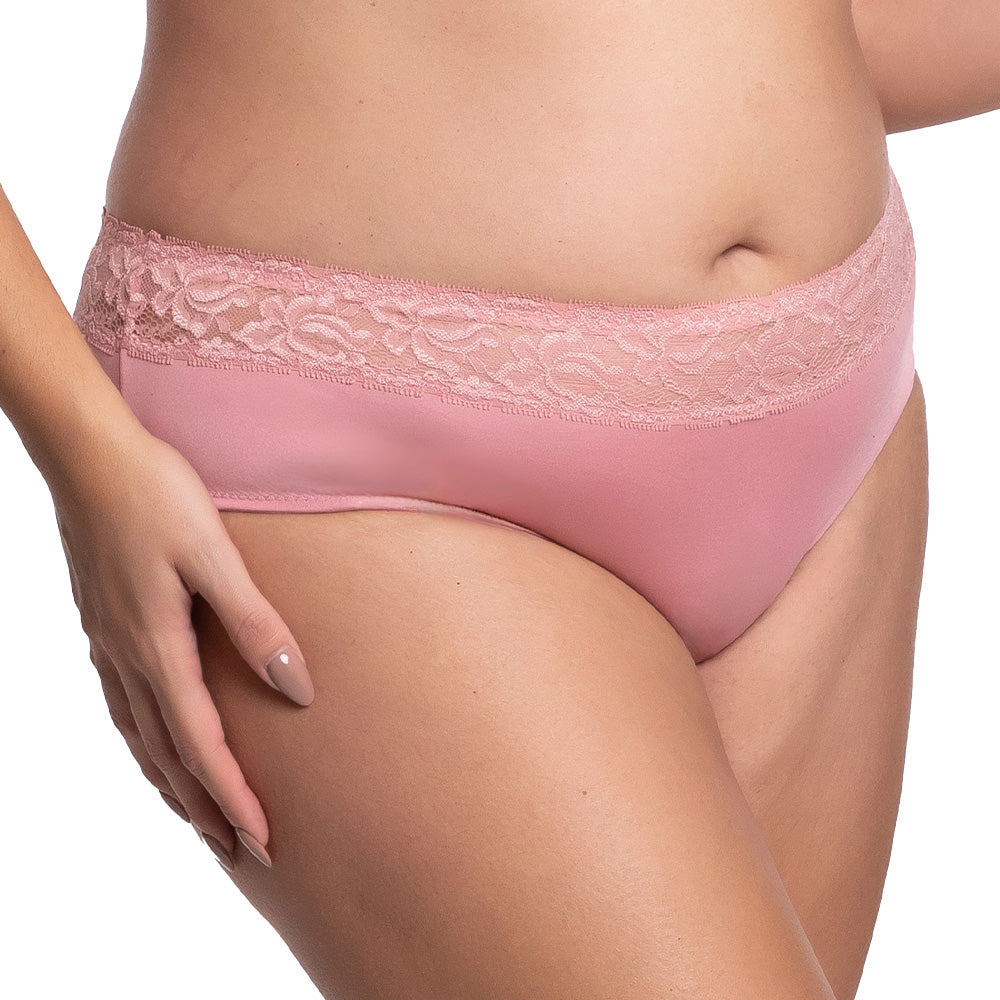 Panty coordinable talla extra rosa con detalle de encaje 74983 Lady Carnival