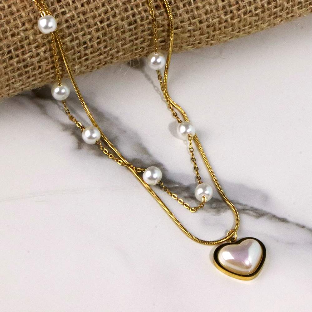 Collar doble con perlas y dije JYA3385 Carnival Fashion