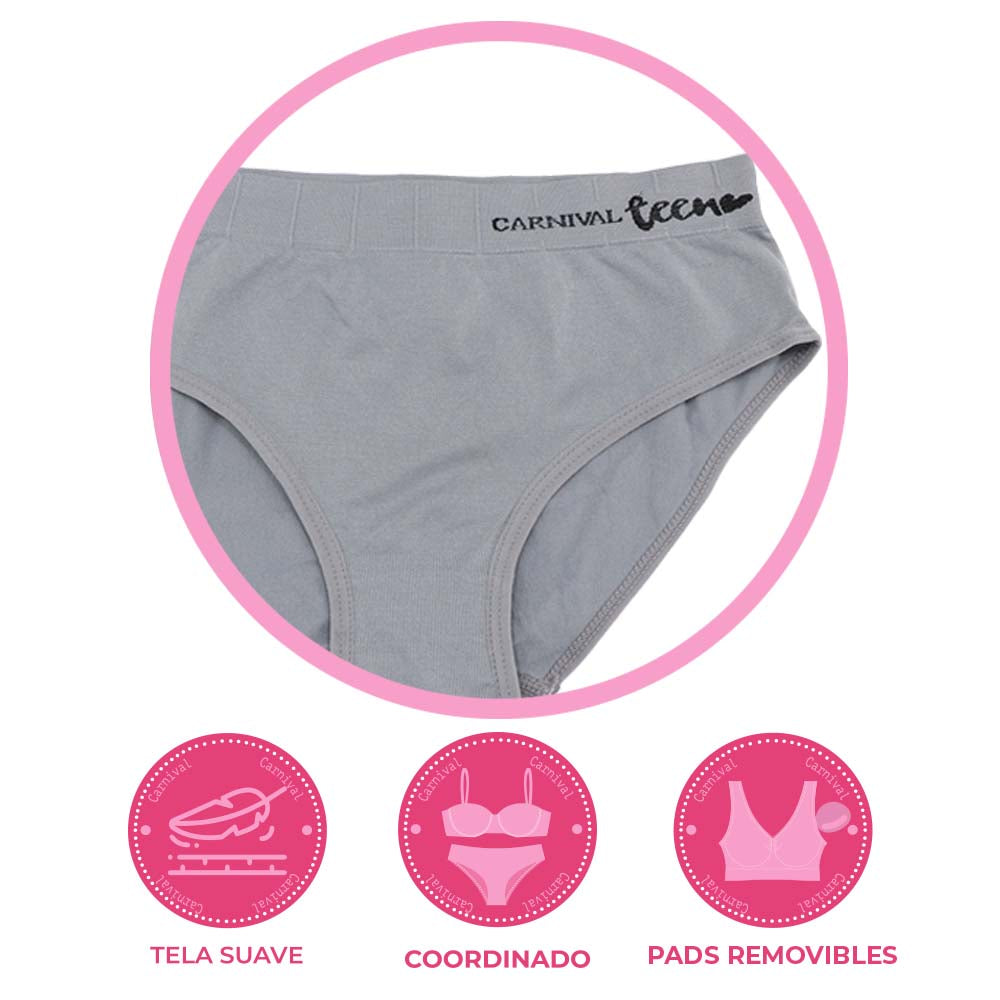 Coordinado gris de seamless C4863-7863 Teens Carnival Lenceria