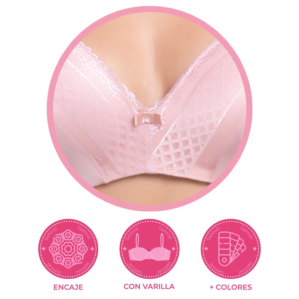 Brasier coordinable de talla extra sin varilla 24183 Lady Carnival Carnival