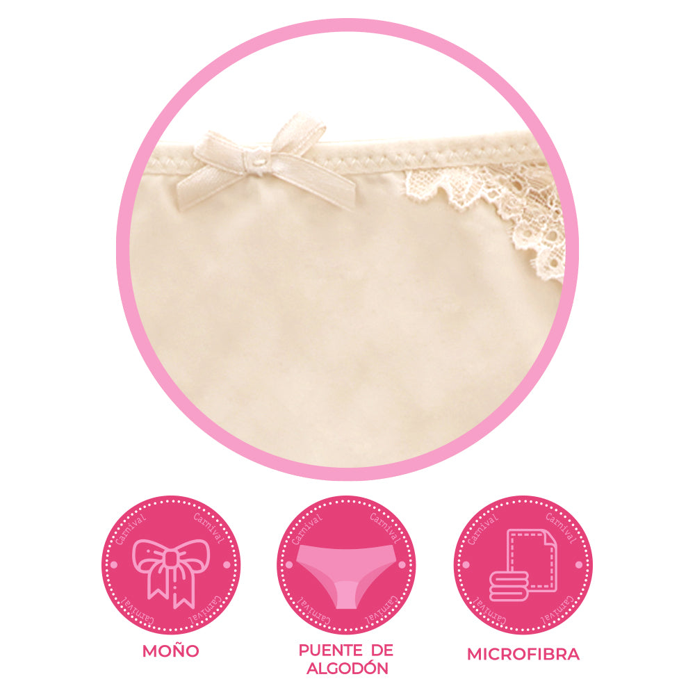Panty básica con detalles de encaje 72895 Carnival Carnival Lenceria