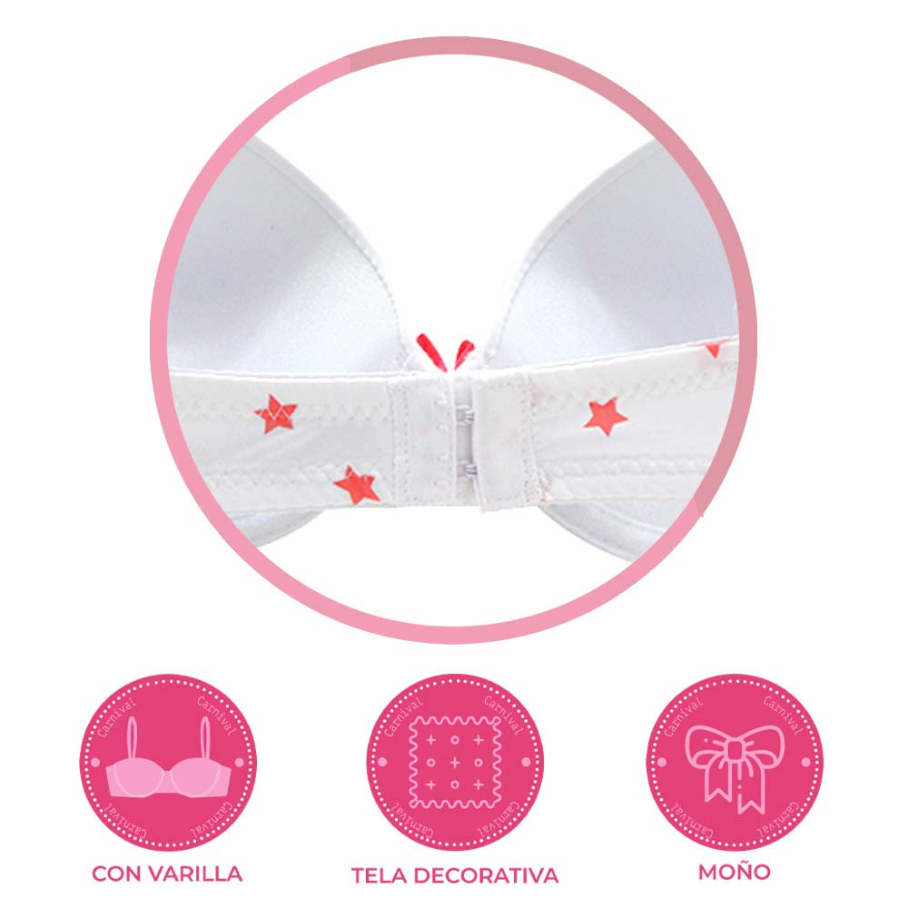 Set de 2 brasier teen con copa preformada y varilla 24193 Teens Carnival Lenceria
