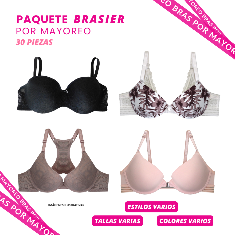 Paquete de 30 brasier a precio de mayoreo PACK 006 BRA MAYOREO