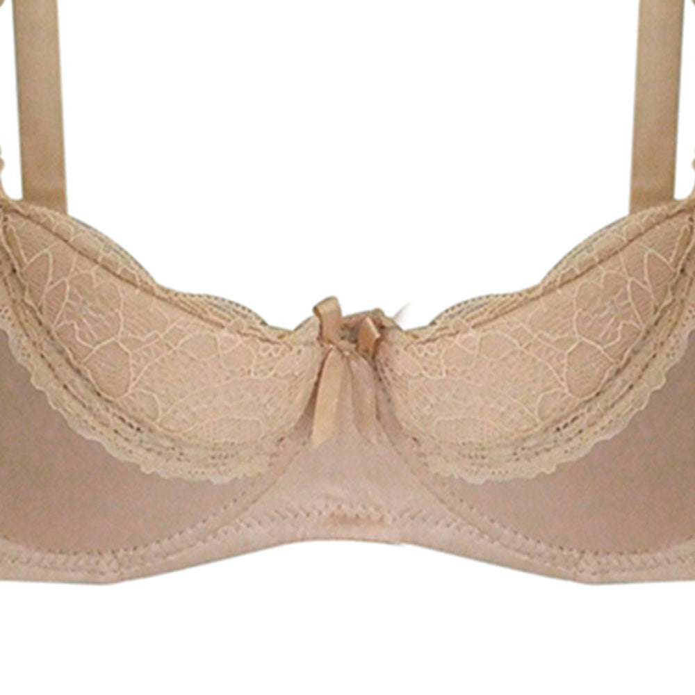 Brasier beige con encaje sobre las copas y moño 816 Carnival Carnival
