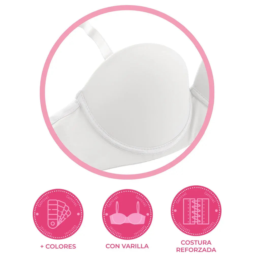 Brasier blanco con tirantes removibles y push up 21022 Carnival Carnival