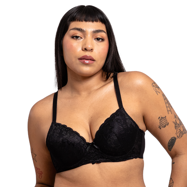 Brasier negro con encaje floral 2181 Carnival