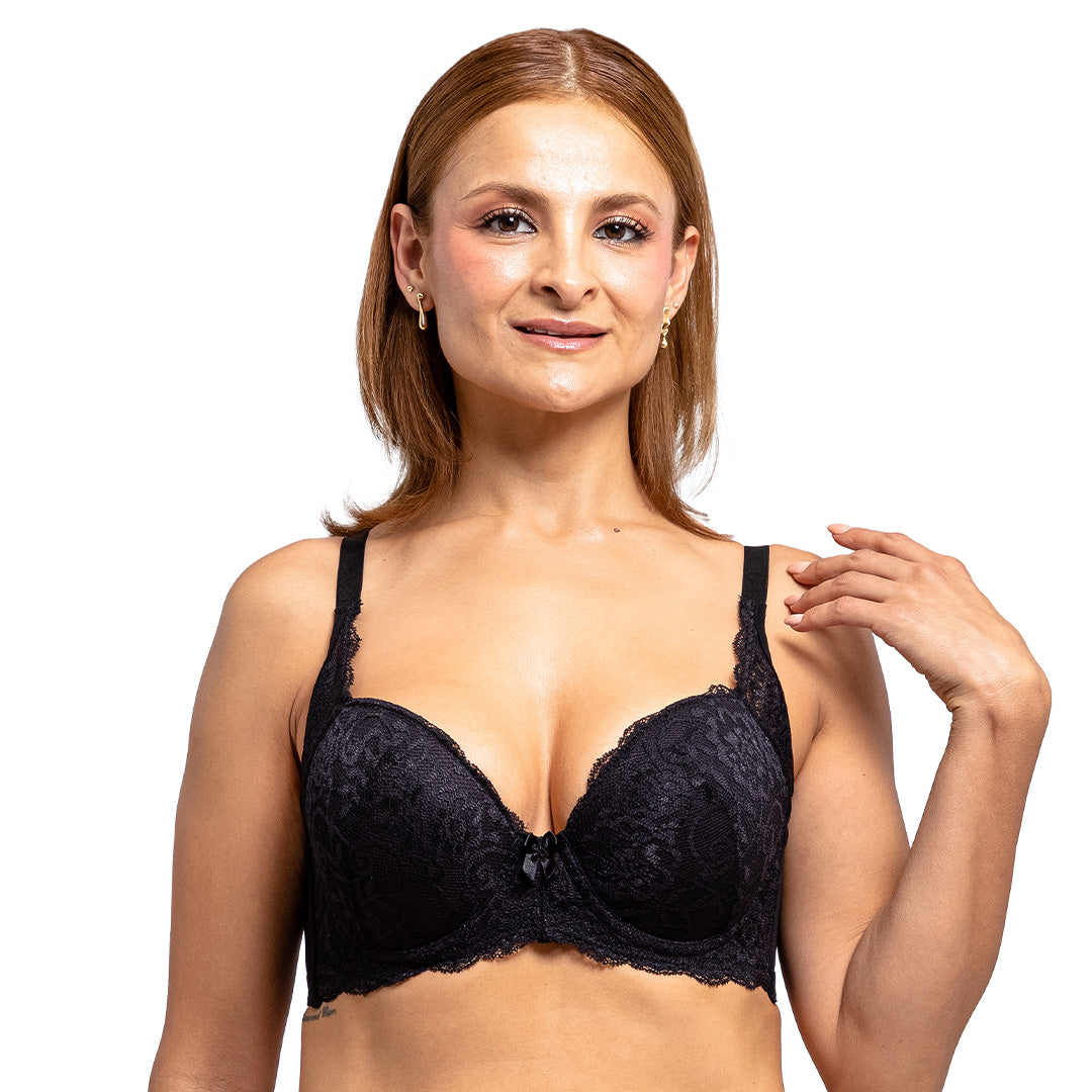 Brasier negro copa proformada, con detalle de encaje 23785 Carnival