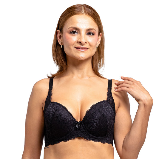 Brasier negro copa proformada, con detalle de encaje 23785 Carnival