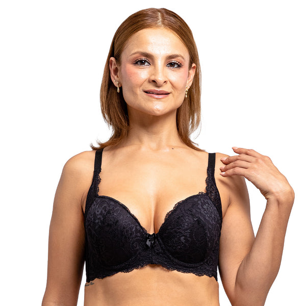 Brasier negro copa preformada, con detalle de encaje 23785 Carnival