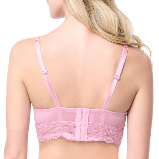 Brasier coordinable de peto largo con detalles de mesh rosa 23913 Lady Carnival Carnival