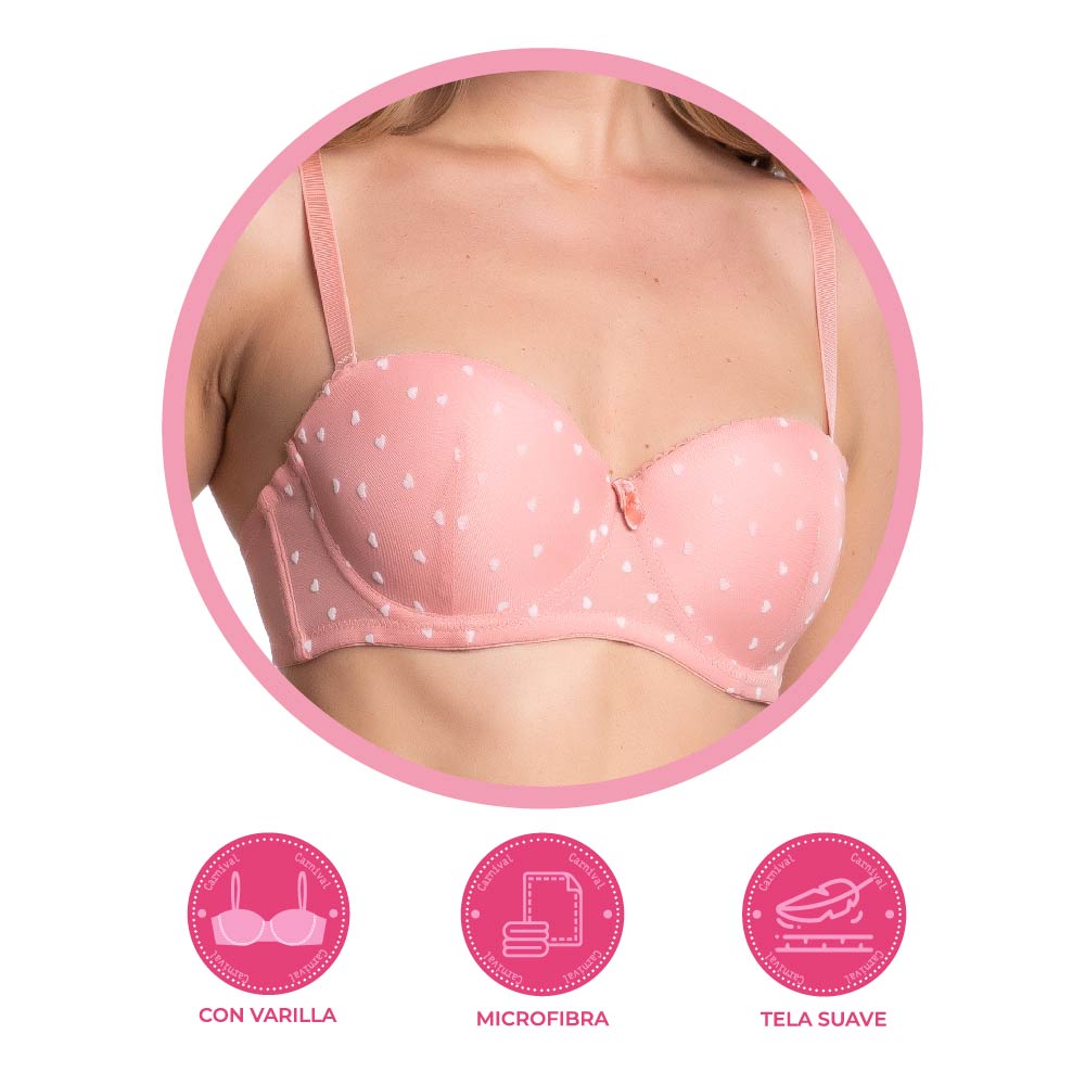 Brasier coordinable strapless con corazones 24502 Carnival