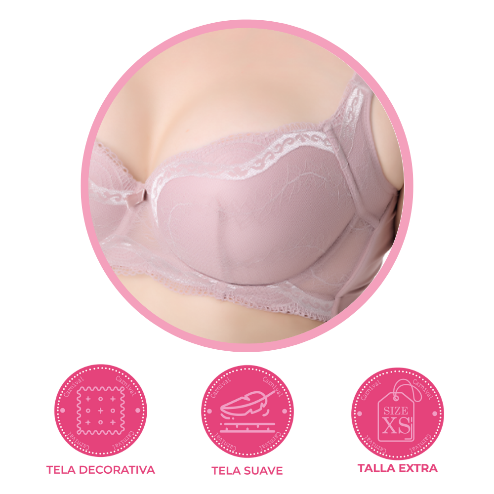 Brasier de talla extra con push up malva 24727 Carnival.