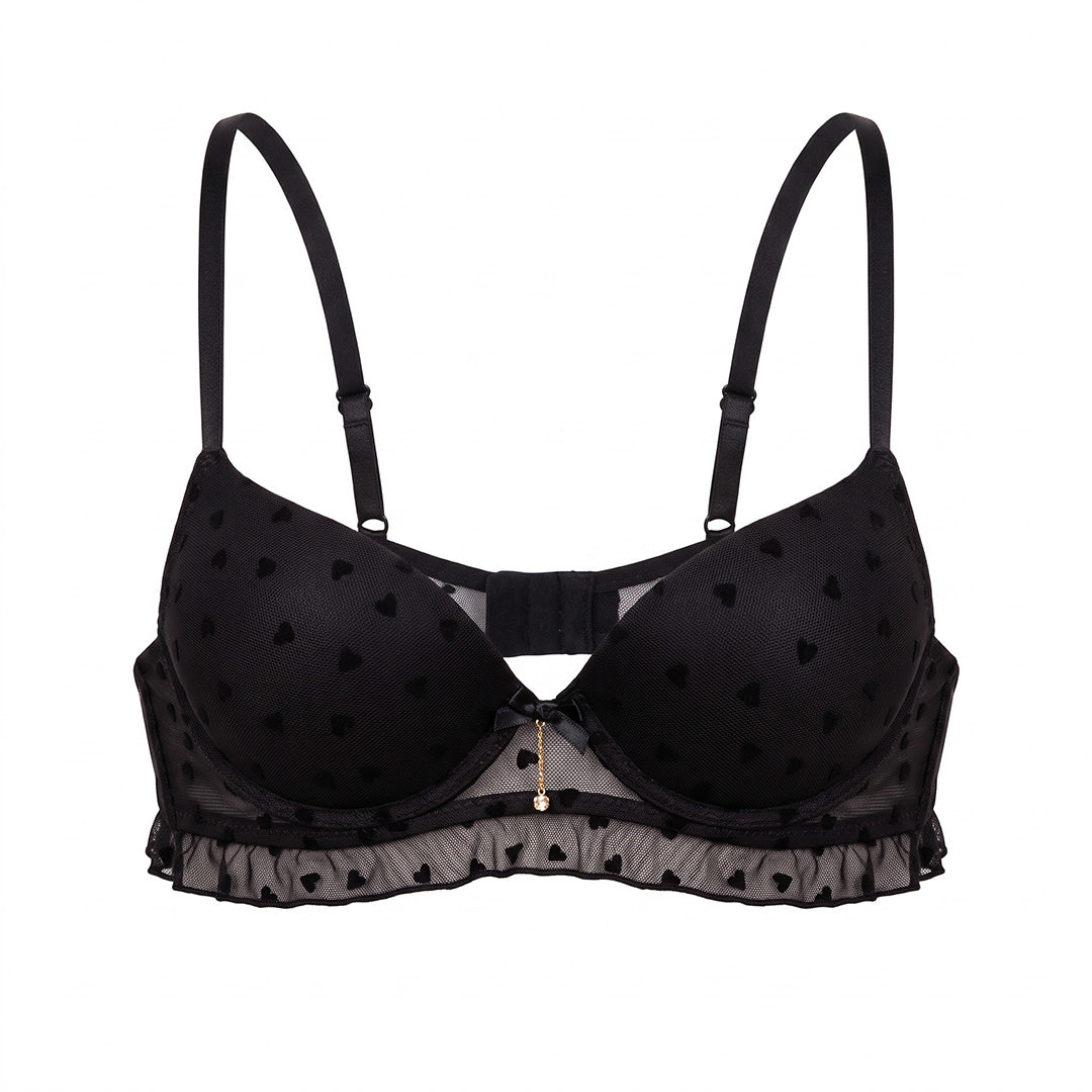 Brasier de push up con detalle de corazones en tercipelo 25068F Fashion