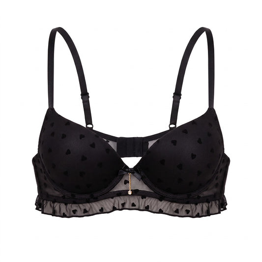 Brasier de push up con detalle de corazones en tercipelo 25068F Fashion