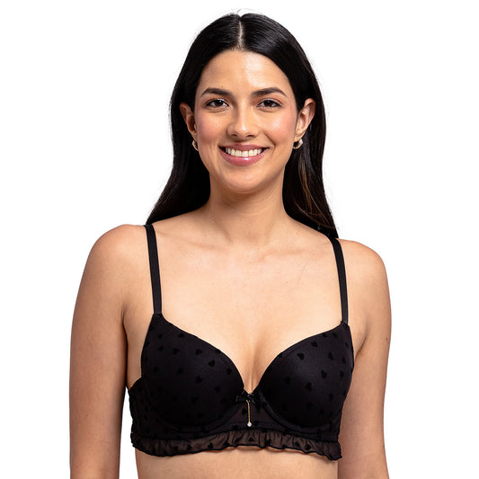 Brasier de push up con detalle de corazones en tercipelo 25068F Fashion