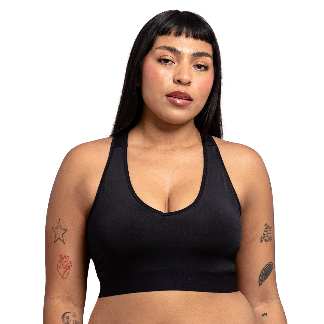 Top negro de espalda cruzada con pads removibles 25175F Fashion