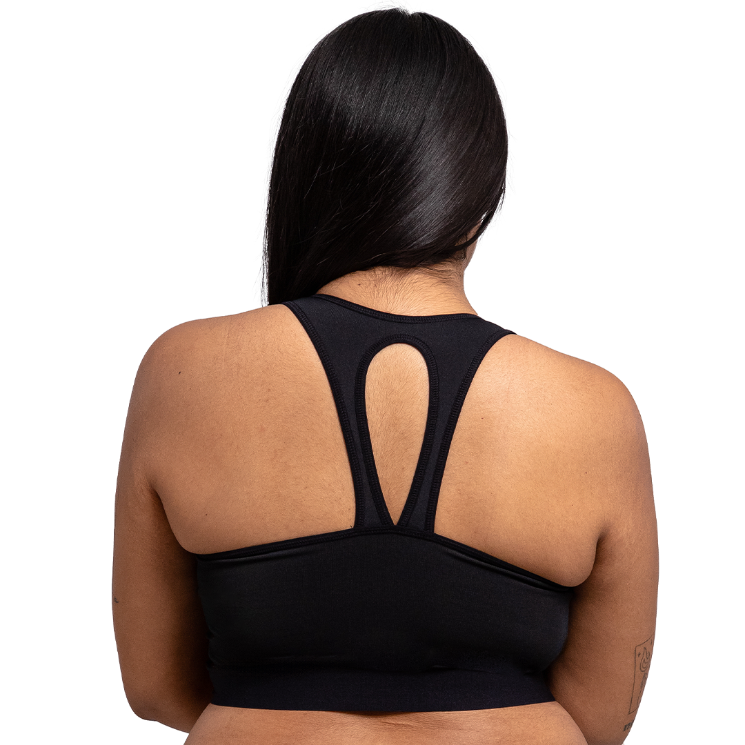 Top negro de espalda cruzada con pads removibles 25175F Fashion