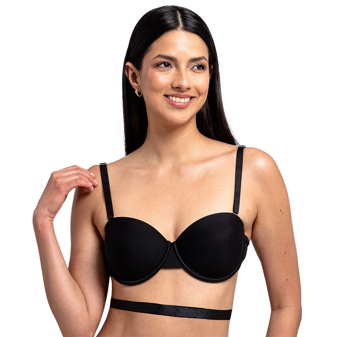 Brasier básico negro con tirantes convertibles en espalda 25194F Fashion
