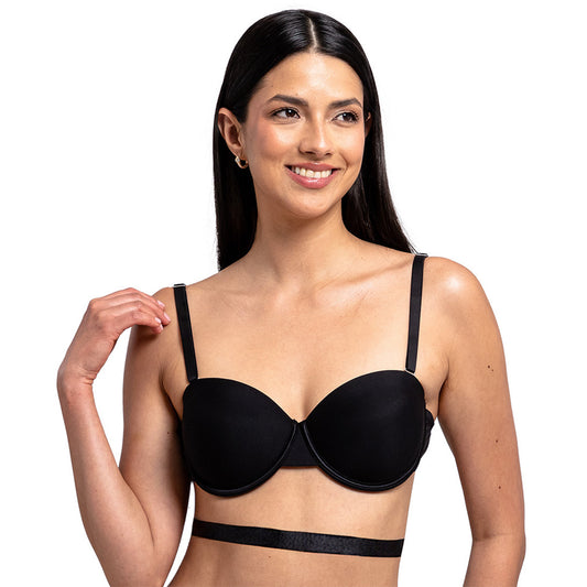 Brasier básico negro con tirantes convertibles en espalda 25194F Fashion