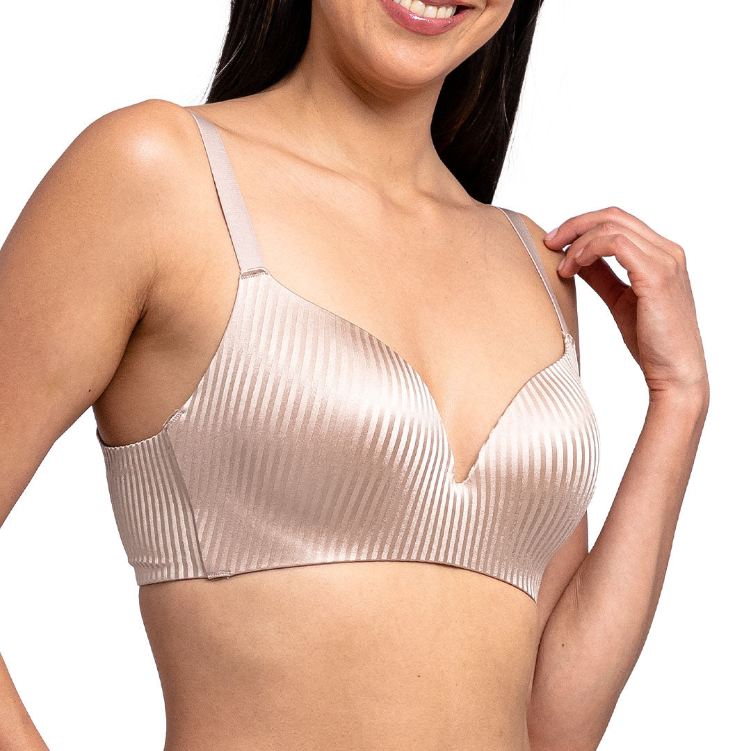 Brasier beige estampado de rayas sin varilla 25282 Carnival