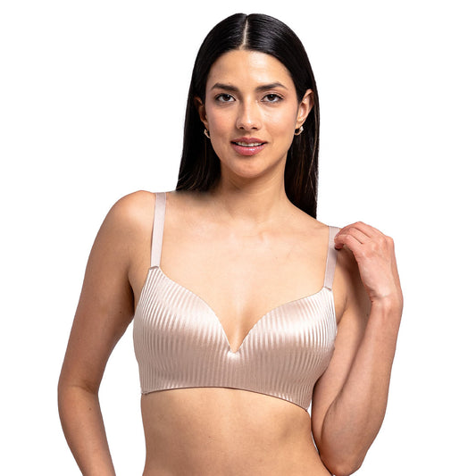 Brasier beige estampado de rayas sin varilla 25282 Carnival